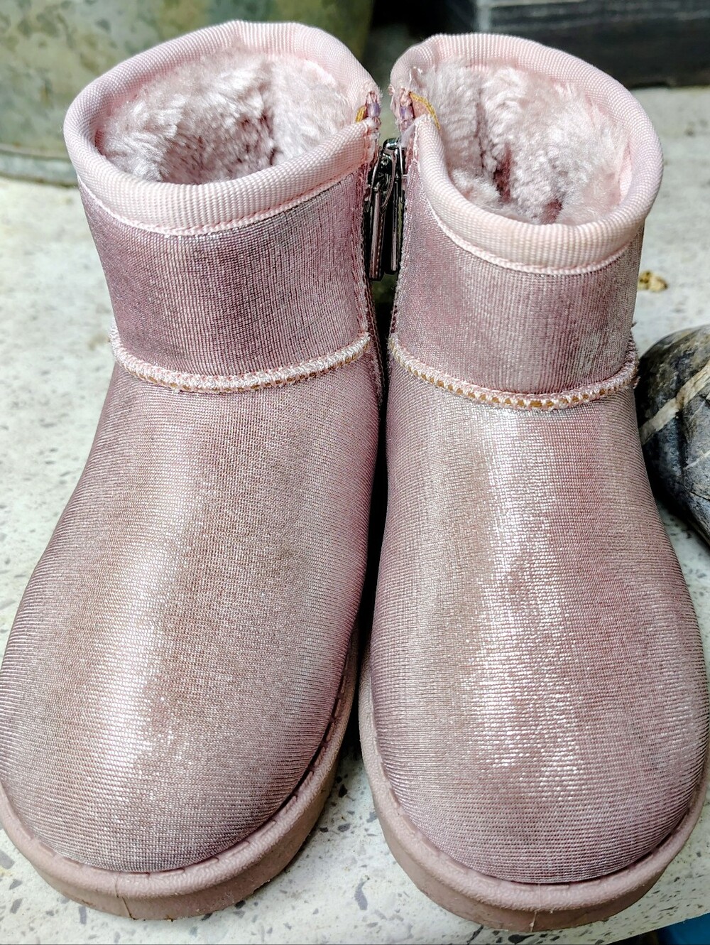 UGG Style Kids Pink Fur Lined Booties.